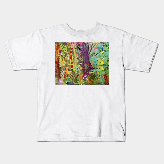 Along the Amazon River Kids T-Shirt by MagaliModoux